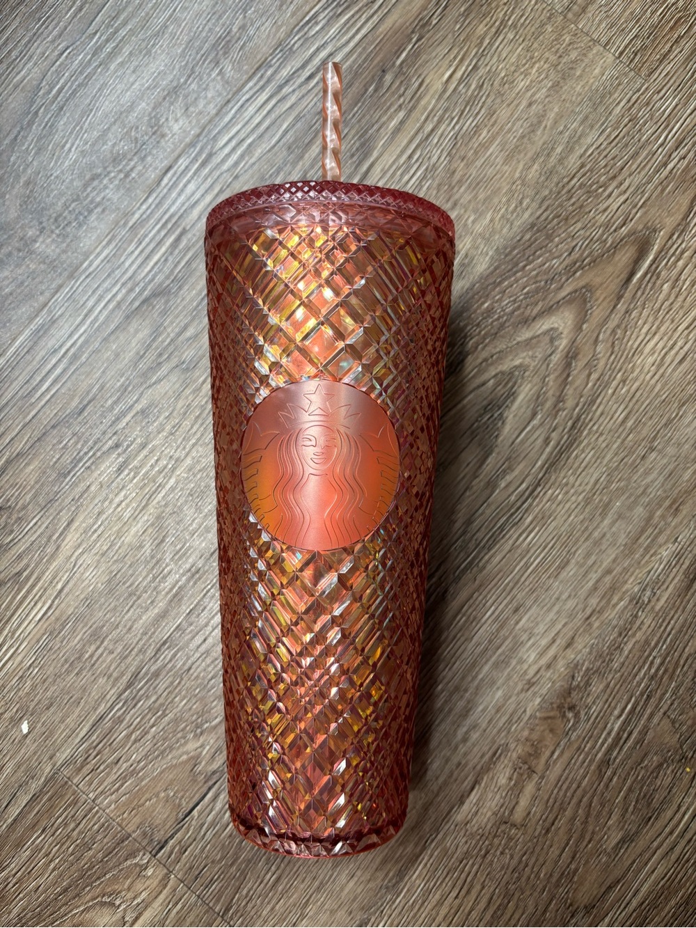 Starbucks Iridescent Rose Gold Textured Tumbler with Straw